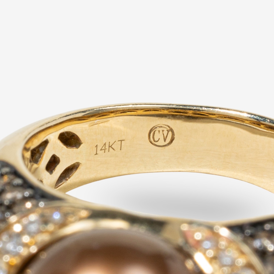 Image 749670_ALTMORE4.jpg, Product 749-670 / Price $4,295.00, Estate Originals 14K Yellow Gold South Sea Pearl and Diamond Ring from Estate Originals on TSC.ca's Jewellery department
