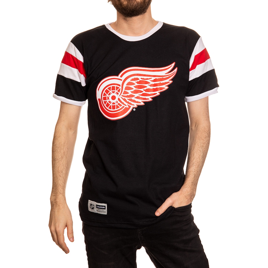Image 749680.jpg, Product 749-680 / Price $41.99, NHL Detroit Red Wings Men's Shoulder Stripe Varsity Inset Sleeve Retro-Style T-Shirt from Calhoun on TSC.ca's Sports department
