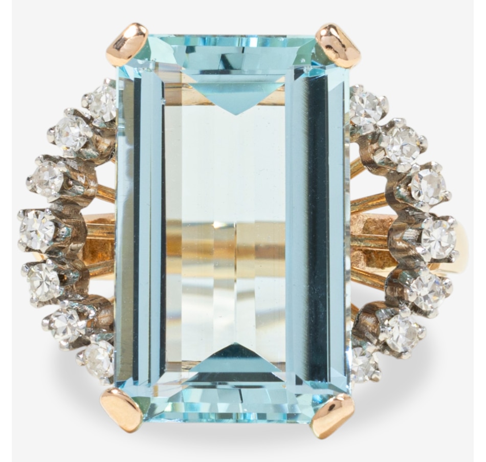 Image 749689.jpg, Product 749-689 / Price $3,688.00, Estate Originals 14K Yellow and White Gold 8.89-Carat Emerald-Cut Aquamarine and Diamond Ring from Estate Originals on TSC.ca's Jewellery department