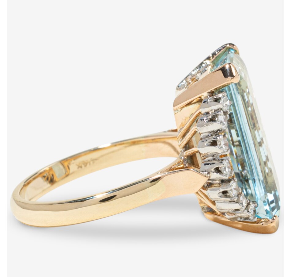 Image 749689_ALTMORE2.jpg, Product 749-689 / Price $3,688.00, Estate Originals 14K Yellow and White Gold 8.89-Carat Emerald-Cut Aquamarine and Diamond Ring from Estate Originals on TSC.ca's Jewellery department