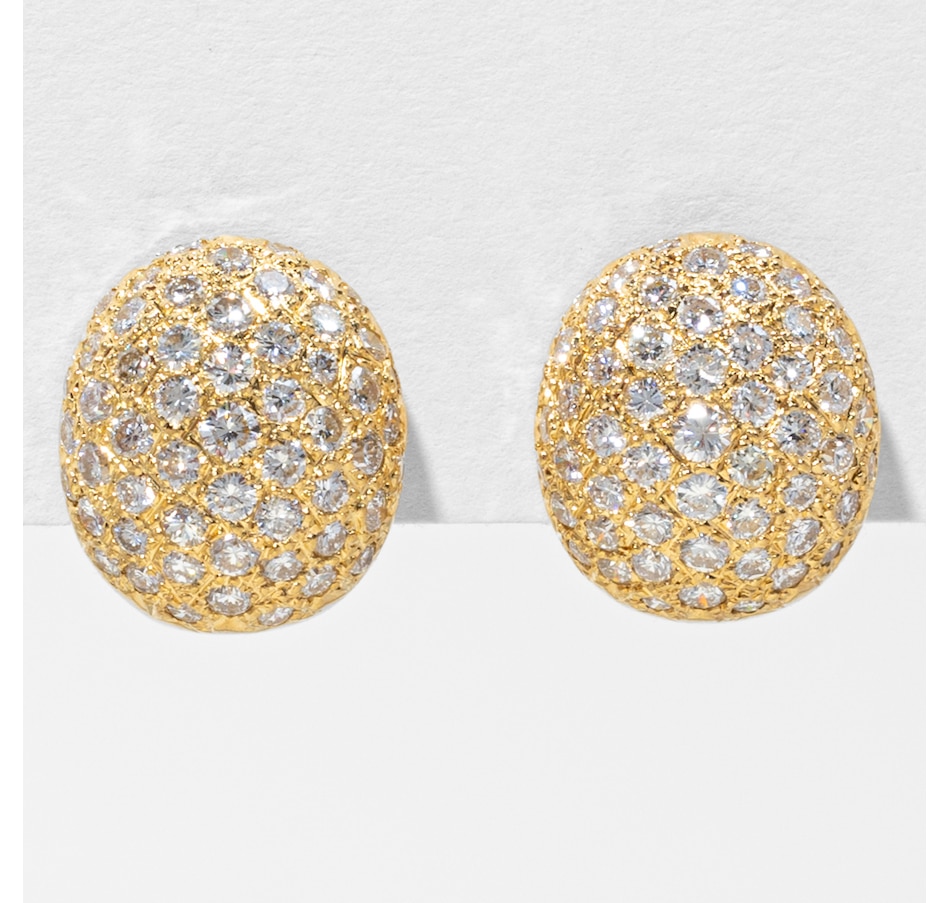 Image 749699.jpg, Product 749-699 / Price $7,295.00, Estate Originals 18K Yellow Gold Pavé-Set Diamond French Back Dome Earrings from Estate Originals on TSC.ca's Jewellery department