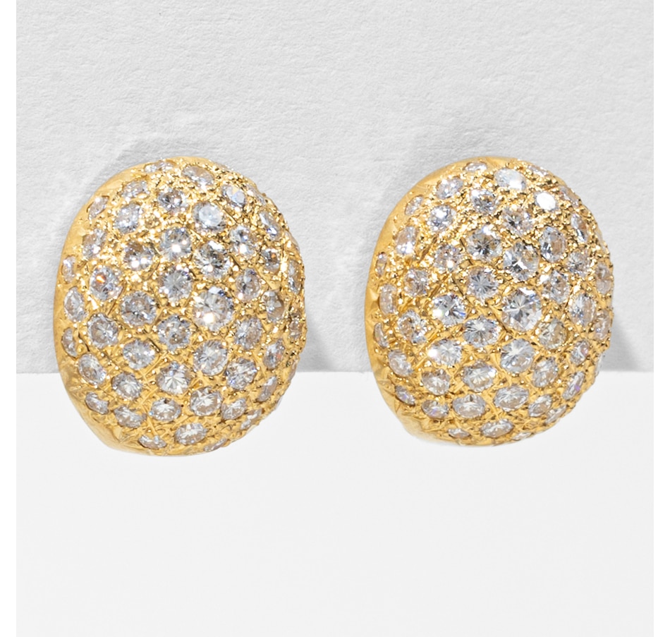 Image 749699_ALTMORE1.jpg, Product 749-699 / Price $7,295.00, Estate Originals 18K Yellow Gold Pavé-Set Diamond French Back Dome Earrings from Estate Originals on TSC.ca's Jewellery department