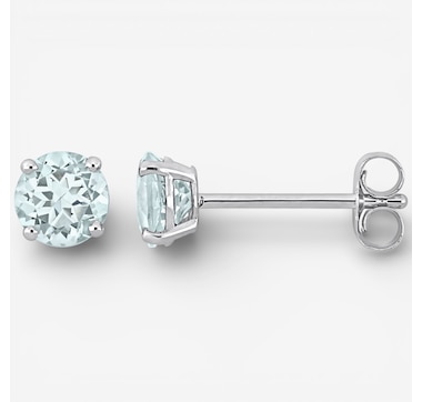 Jewel of a Deal 14K White Gold Aquamarine Stud Earrings