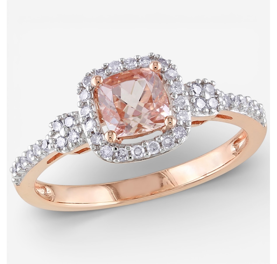 Image 749724.jpg, Product 749-724 / Price $599.99, Jewel of a Deal 10K Rose Gold Morganite and Diamond Halo Ring on TSC.ca's Jewellery department