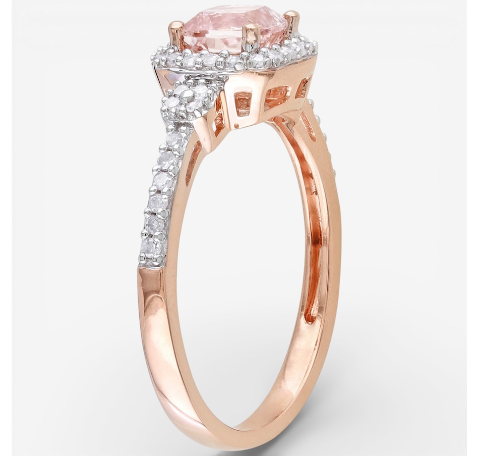 Image 749724_ALTMORE1.jpg, Product 749-724 / Price $599.99, Jewel of a Deal 10K Rose Gold Morganite and Diamond Halo Ring on TSC.ca's Jewellery department