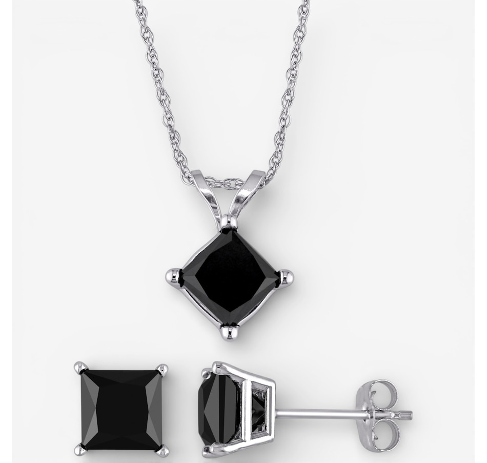 Image 749734.jpg, Product 749-734 / Price $1,399.99, Jewel of a Deal 10K White Gold 3ctw Black Diamond Solitaire Stud Earrings And Pendant With With Chain Set on TSC.ca's Jewellery department