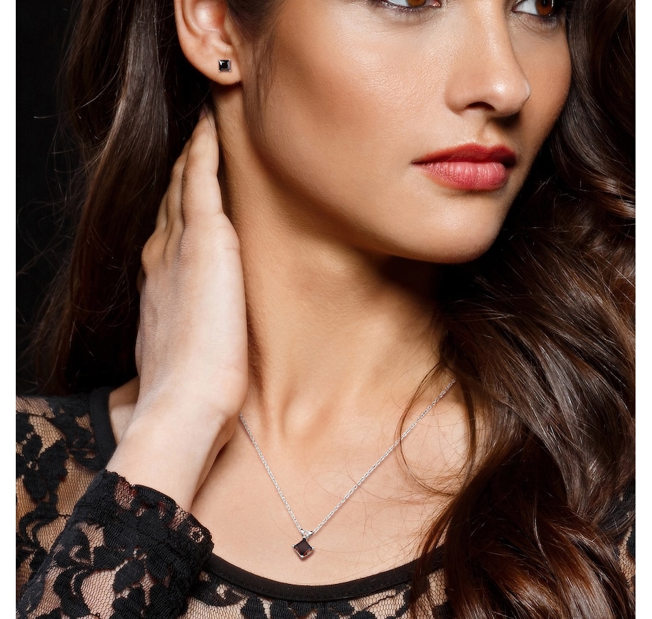 Image 749734_ALTMORE2.jpg, Product 749-734 / Price $1,399.99, Jewel of a Deal 10K White Gold 3ctw Black Diamond Solitaire Stud Earrings And Pendant With With Chain Set on TSC.ca's Jewellery department