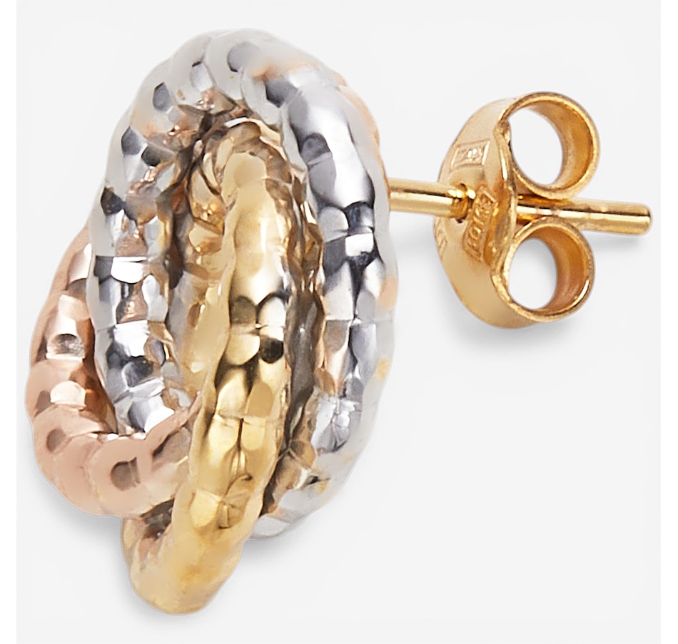 Image 749737_ALTMORE1.jpg, Product 749-737 / Price $479.99, Jewel of a Deal 10K 3-Tone Yellow, Rose And White Open Love Knot Stud Earrings on TSC.ca's Jewellery department