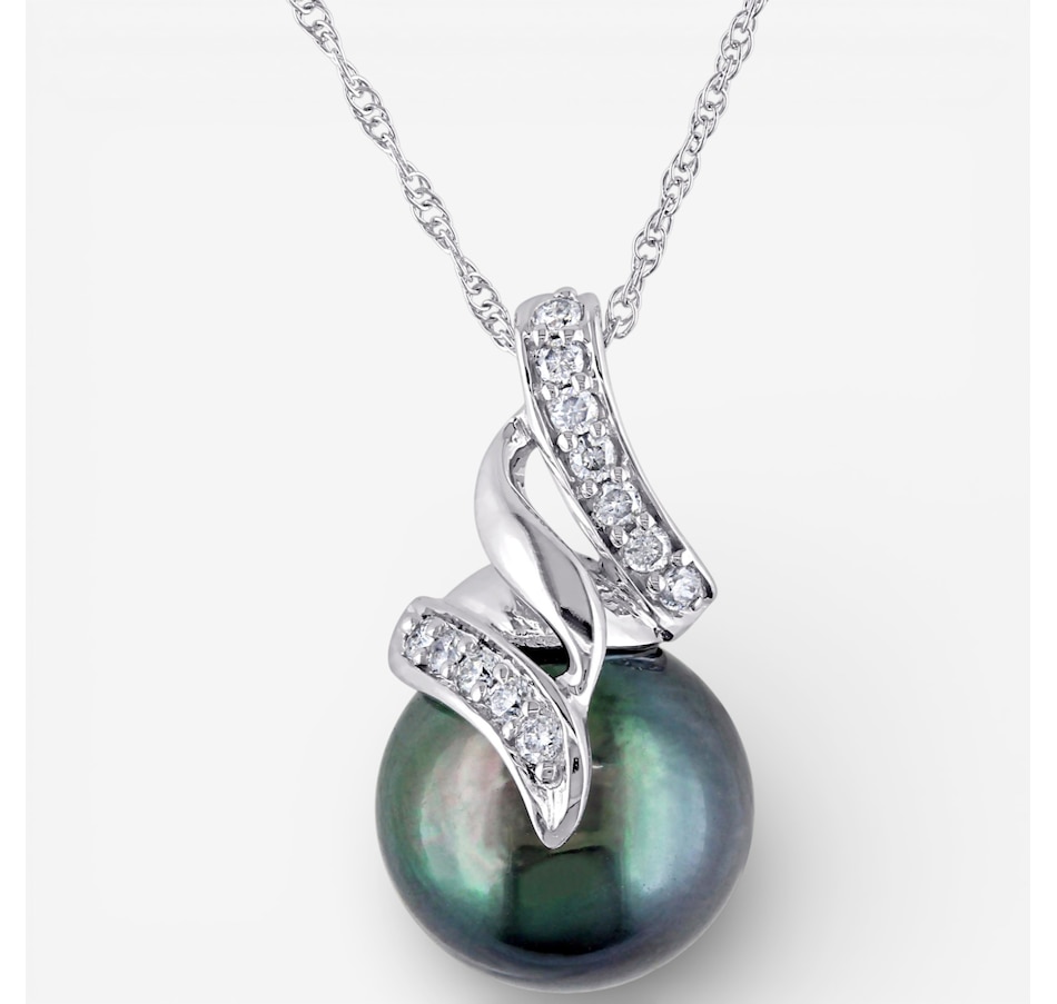 Image 749745.jpg, Product 749-745 / Price $669.99, Jewel of a Deal 10K White Gold Black Tahitian Cultured Pearl Diamond Pendant With Chain on TSC.ca's Jewellery department