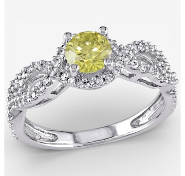 Jewel of a Deal 10K White Gold Yellow &amp; White Diamond Ring