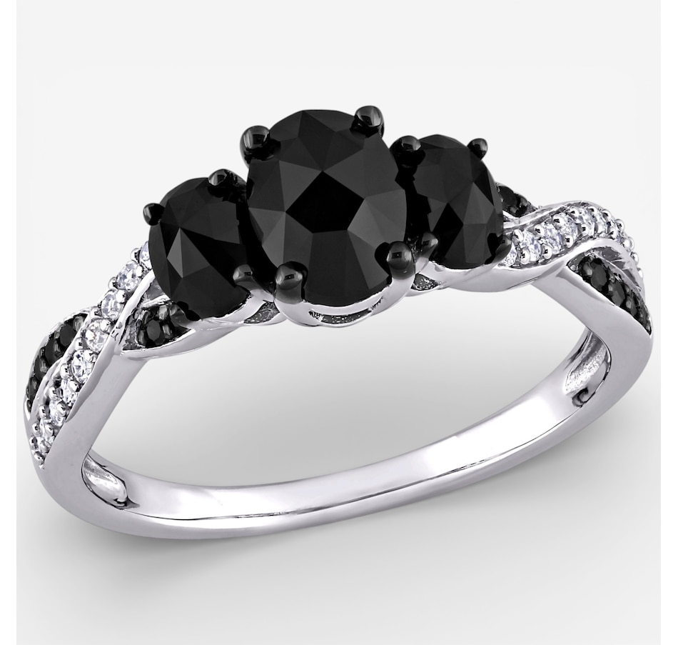Image 749760.jpg, Product 749-760 / Price $1,129.99, Jewel of a Deal 10K White Gold 3 Stone Oval Black & White Diamond Ring on TSC.ca's Jewellery department