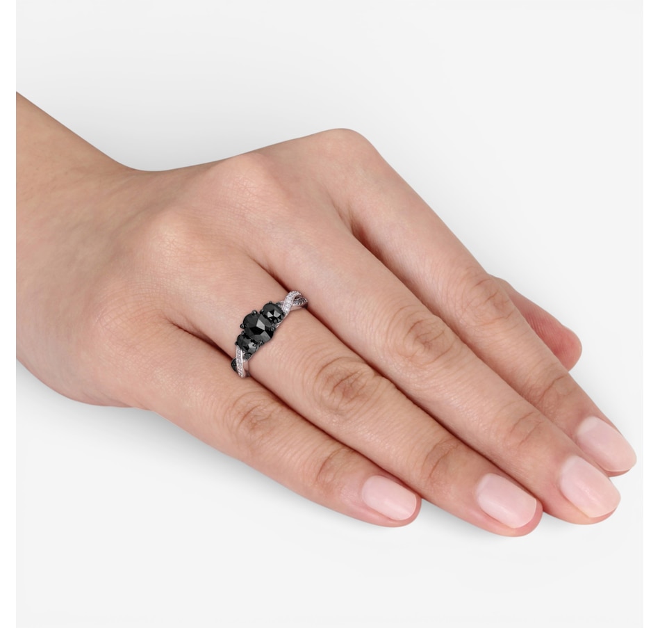Image 749760_ALTMORE3.jpg, Product 749-760 / Price $1,129.99, Jewel of a Deal 10K White Gold 3 Stone Oval Black & White Diamond Ring on TSC.ca's Jewellery department