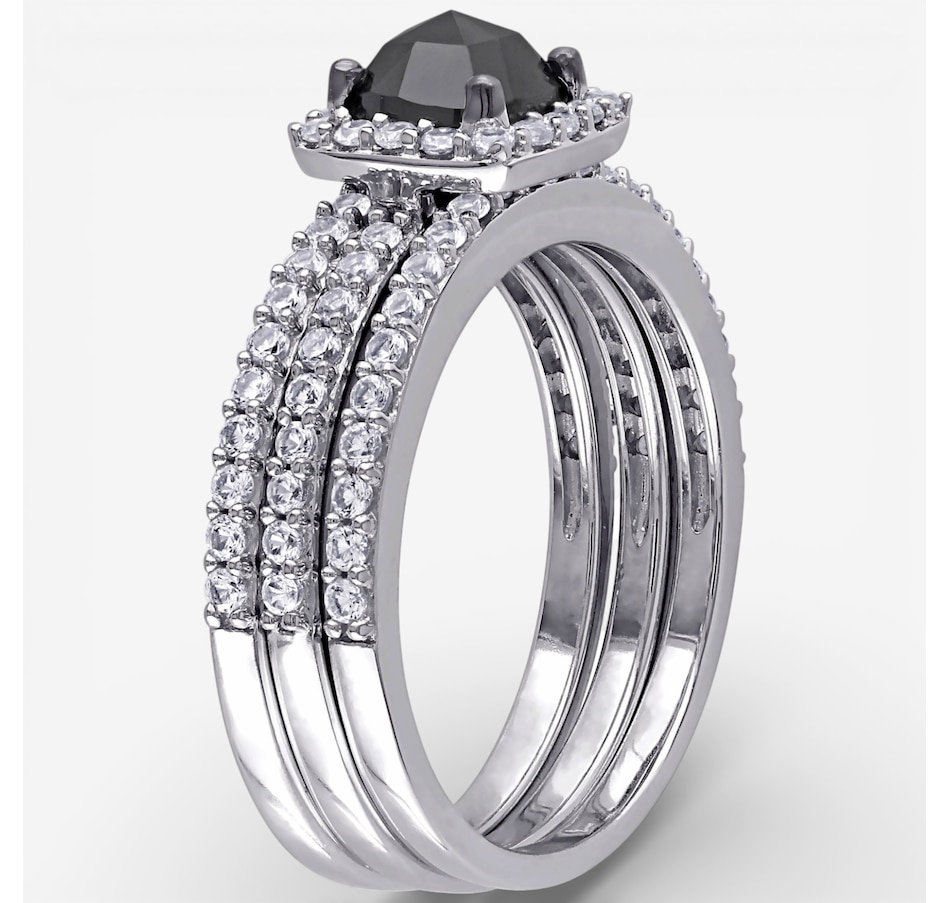 Image 749762_ALTMORE1.jpg, Product 749-762 / Price $1,549.99, Jewel of a Deal 10K White Gold Black Cushion & White Diamond 3PC Ring Set on TSC.ca's Jewellery department