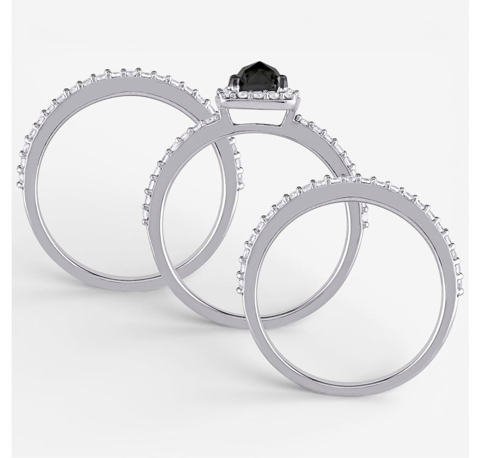 Image 749762_ALTMORE2.jpg, Product 749-762 / Price $1,549.99, Jewel of a Deal 10K White Gold Black Cushion & White Diamond 3PC Ring Set on TSC.ca's Jewellery department