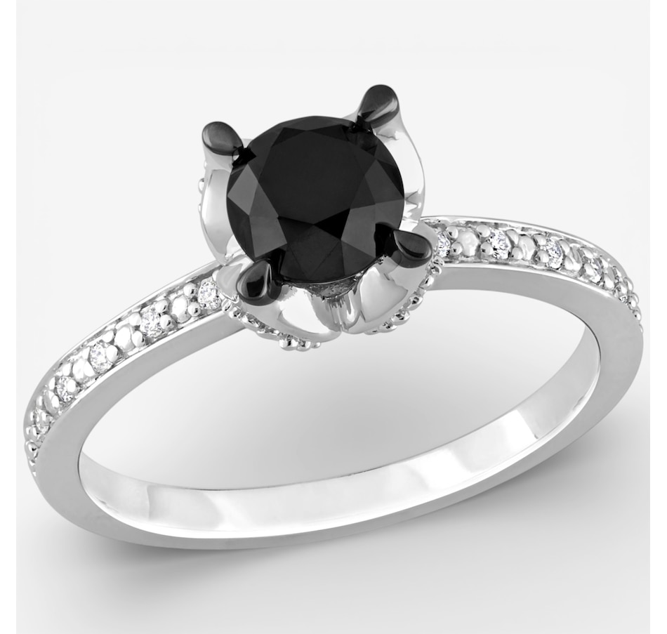 Image 749764.jpg, Product 749-764 / Price $1,199.99, Jewel of a Deal 14K White Gold Black Solitaire & White Diamond Ring on TSC.ca's Jewellery department