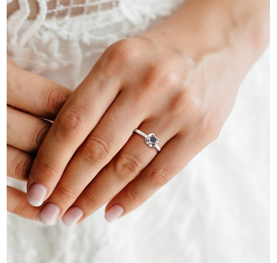 Image 749764_ALTMORE4.jpg, Product 749-764 / Price $1,199.99, Jewel of a Deal 14K White Gold Black Solitaire & White Diamond Ring on TSC.ca's Jewellery department