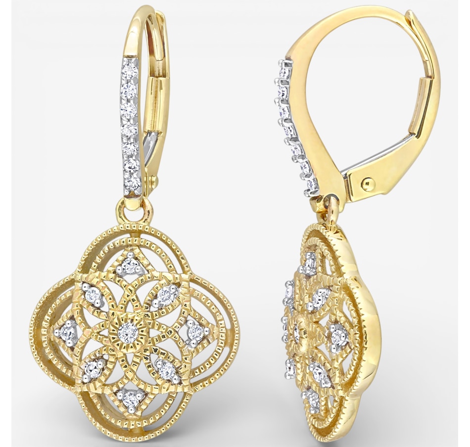 Image 749779.jpg, Product 749-779 / Price $749.99, Jewel of a Deal 10K Yellow Gold Diamond Lace Floral Vintage Leverback Earrings on TSC.ca's Jewellery department
