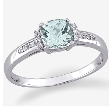 Jewel of a Deal 10K White Gold Aquamarine &amp; Diamond Accent Ring