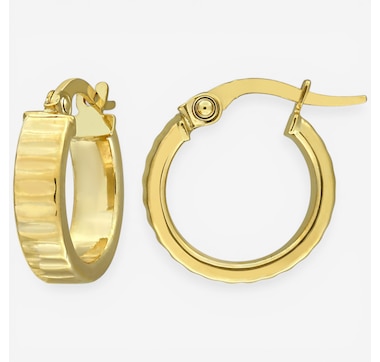 Jewel of a Deal 10K Yellow Gold Two Row Half Textured Hoop Earrings