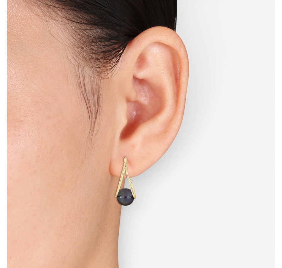 Image 749877_ALTMORE1.jpg, Product 749-877 / Price $299.99, Amour Pearls 10K Yellow Gold 8-8.5mm Black Cultured Freshwater Hoop Earrings from Amour Pearls on TSC.ca's Jewellery department