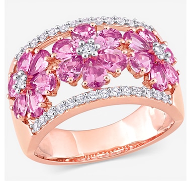 Jewel of a Deal 14K Rose Gold Pink and White Sapphire Ring
