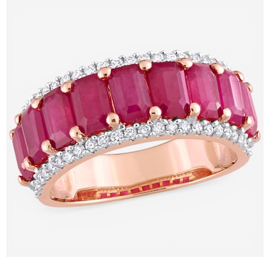 Jewel of a Deal 14K Rose Gold Ruby and Diamond Semi Eternity Ring