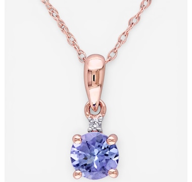 Jewel of a Deal 10K Rose Gold Tanzanite &amp; Diamond Pendant with Chain