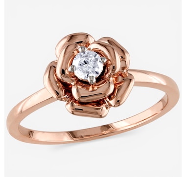 Jewel of a Deal 10K Rose Gold Diamond Flower Ring