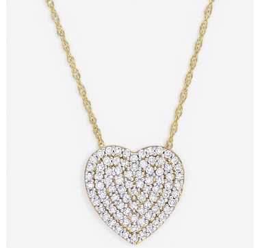 Jewel of a Deal 10K Yellow Gold 0.25ctw Diamond Heart Pendant Necklace