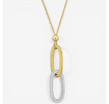 Jewel of a Deal 14K Yellow Gold 1.25ctw Diamond Link Lariat Pendant with Chain