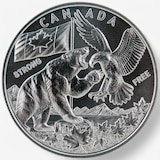 Canada Strong and Free Canadian Polar Bear and American Eagle One-Ounce Fine Silver Medallion