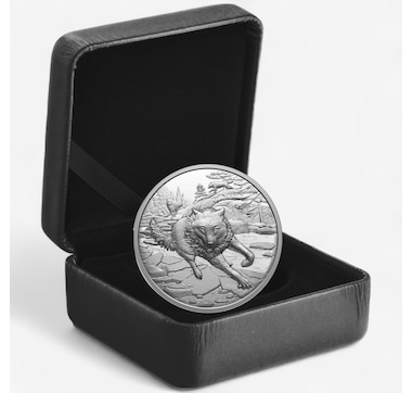 2025 $20 Fine Silver Grey Wolf - UHR Great Hunters Coin