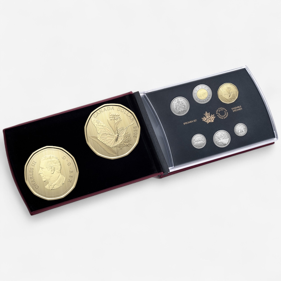 Image 751472.jpg, Product 751-472 / Price $64.95, 2025 Specimen Coin Set (includes a unique monarch butterfly loon dollar) from Royal Canadian Mint (RCM) on TSC.ca's Coins department