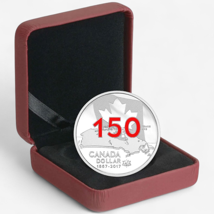 Image 751474.jpg, Product 751-474 / Price $79.95, 2017 Enamelled Proof Silver Dollar Our Home and Native Land from Royal Canadian Mint (RCM) on TSC.ca's Coins department