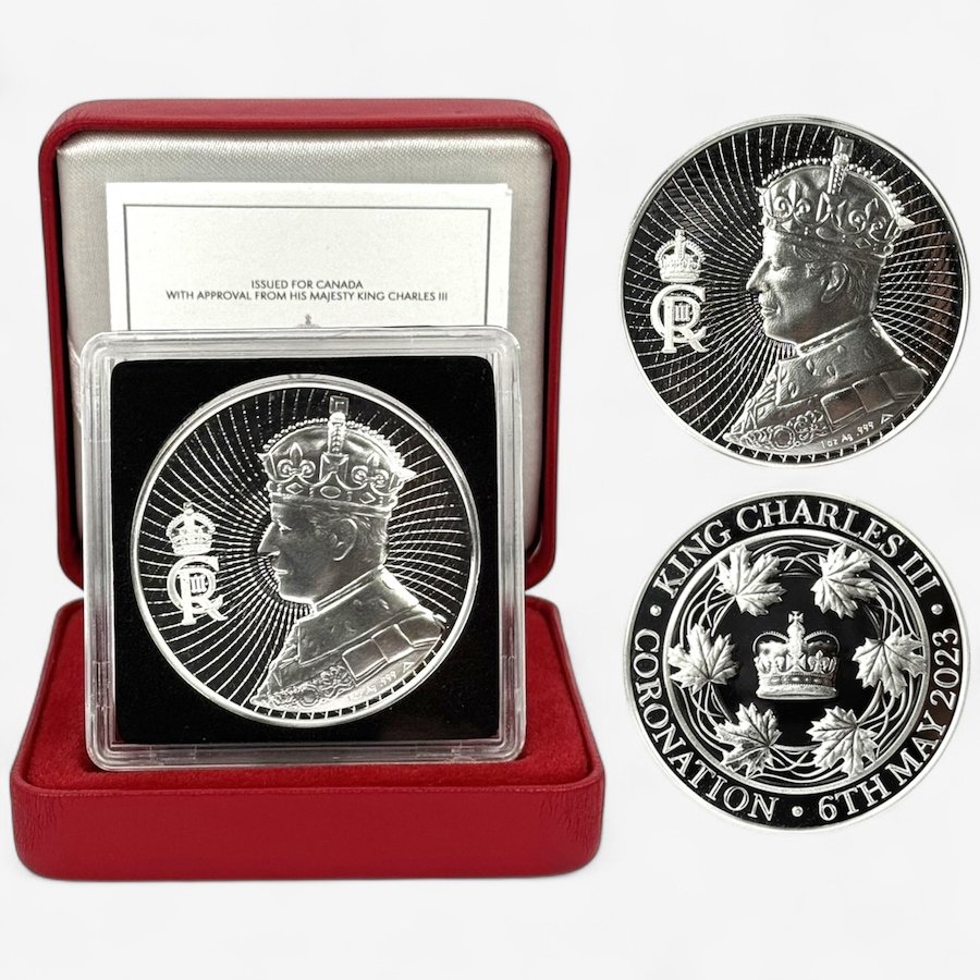 Image 751477.jpg, Product 751-477 / Price $189.95, King Charles III One Ounce Fine Silver Canada Coronation Medallion from Canadian Coin & Currency on TSC.ca's Coins department