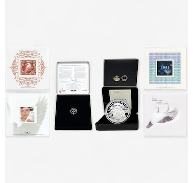 2025 $50 Fine Silver Peace Allegory Coin plus Bonus Millennium Peace Medallion and Stamp Set