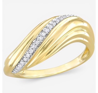 Jewel of a Deal 14K Yellow Gold Diamond Wave Ring
