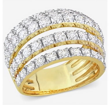 Jewel of a Deal Yellow Gold 3 Row Diamond Ring