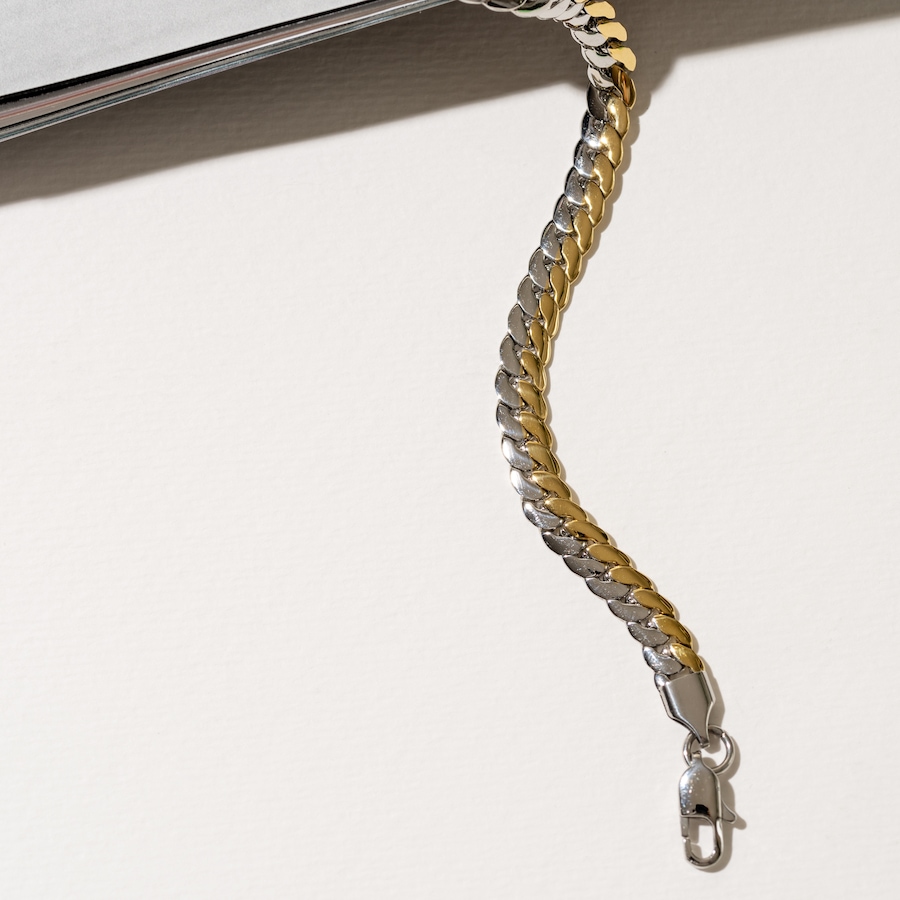 Image 752237_ALTMORE1.jpg, Product 752-237 / Price $59.99, STEELX 18K Yellow Gold Plate Two Tone Curb Chain Bracelet from Steelx on TSC.ca's Jewellery department