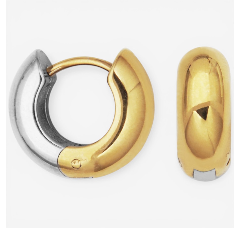 Image 752238.jpg, Product 752-238 / Price $48.99, STEELX 18K Yellow Gold Plate Two Tone Reversible Huggie Earrings from STEELX on TSC.ca's Jewellery department