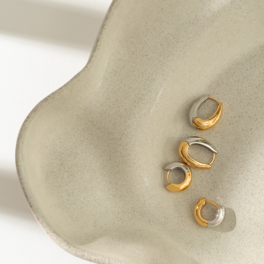 Image 752238_ALTMORE1.jpg, Product 752-238 / Price $39.99, STEELX 18K Yellow Gold Plate Two Tone Reversible Huggie Earrings from Steelx on TSC.ca's Jewellery department