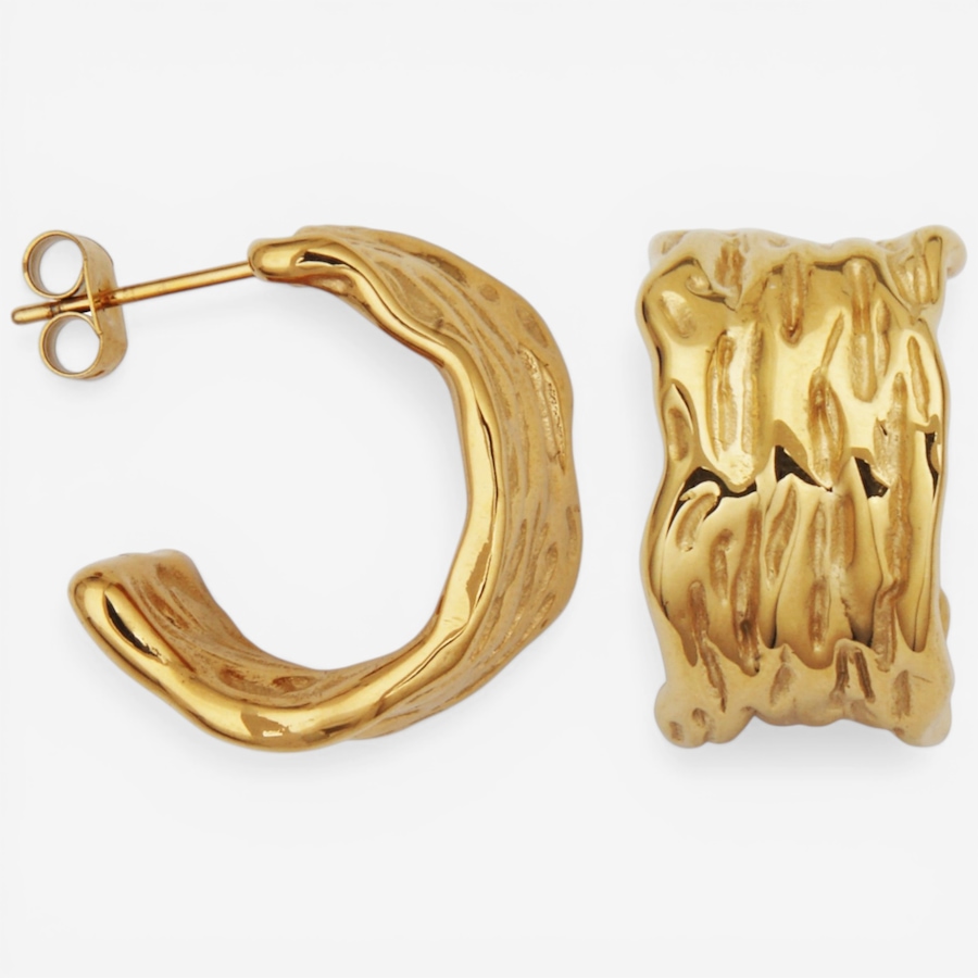 Image 752250.jpg, Product 752-250 / Price $59.99, STEELX 18K Yellow Gold Plate Hammered Half Hoop Earrings from Steelx on TSC.ca's Jewellery department
