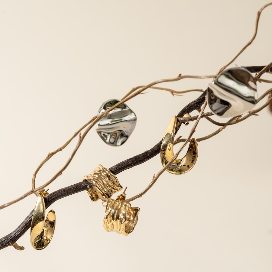 Image 752250_ALTMORE2.jpg, Product 752-250 / Price $59.99, STEELX 18K Yellow Gold Plate Hammered Half Hoop Earrings from Steelx on TSC.ca's Jewellery department