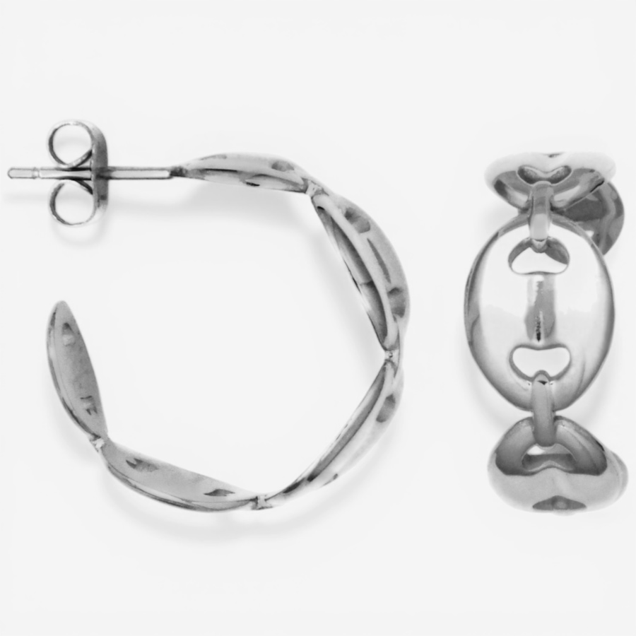 Image 752257.jpg, Product 752-257 / Price $34.99, STEELX Stainless Steel Puffy Mariner Link Hoop Earrings from Steelx on TSC.ca's Jewellery department