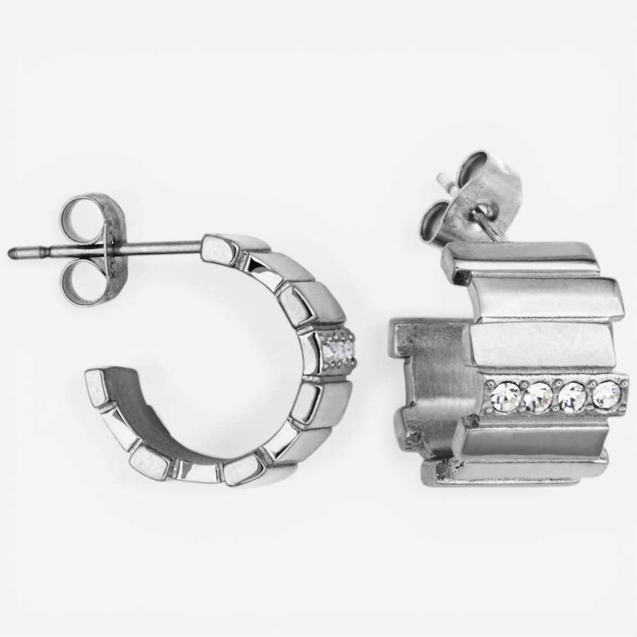 Image 752262_ALTMORE2.jpg, Product 752-262 / Price $75.00, STEELX Preciosa Crystal Ridged Huggie Half Hoop Earrings from Steelx on TSC.ca's Jewellery department