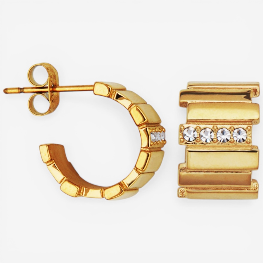 Image 752262_YGP.jpg, Product 752-262 / Price $75.00, STEELX Preciosa Crystal Ridged Huggie Half Hoop Earrings from Steelx on TSC.ca's Jewellery department