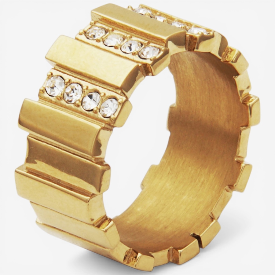 Image 752263_ALTMORE1.jpg, Product 752-263 / Price $59.99, STEELX 18K Yellow Gold Plate Preciosa Crystal Wide Ridge Ring from Steelx on TSC.ca's Jewellery department