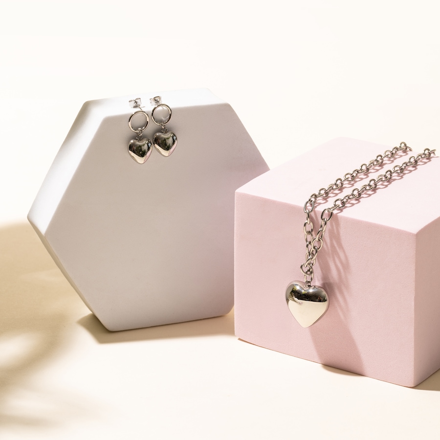 Image 752266_ALTMORE3.jpg, Product 752-266 / Price $50.00, STEELX Stainless Steel Puffy Heart Charm Link Chain Necklace from Steelx on TSC.ca's Jewellery department