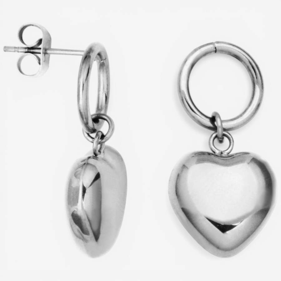 Image 752267.jpg, Product 752-267 / Price $50.00, STEELX Stainless Steel Puffy Heart Charm Drop Stud Earrings from Steelx on TSC.ca's Jewellery department