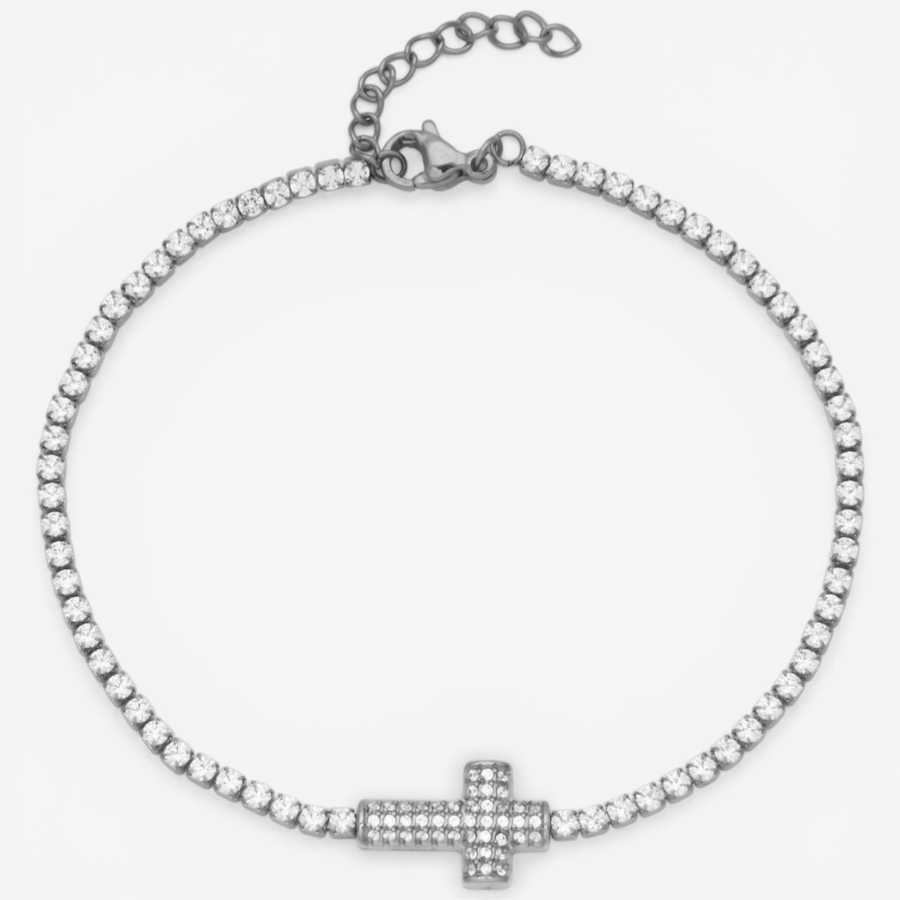 Image 752268.jpg, Product 752-268 / Price $75.00, STEELX Stainless Steel Cubic Zirconia Pave Cross Charm Tennis Bracelet from Steelx on TSC.ca's Jewellery department